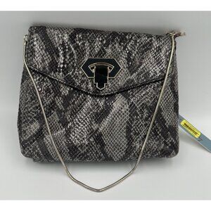 Kate Landry Gray Faux Snakeskin Small Clutch Handbag Party Special Occasion